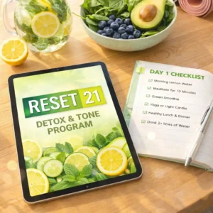 RESET 21: Programul Complet de Detoxifiere & Slăbire Post-Sărbători (Plan Alimentar + Antrenamente Acasă)